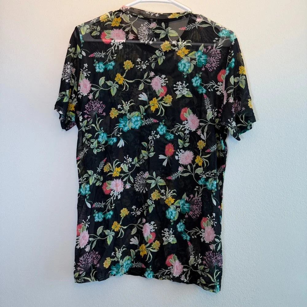 Johnny Was Floral Elsinore Mesh Tee Size XL - Picture 2 of 6